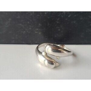 925 Sterling Silver Dolphin Bypass Ring Vintage SIZE US 7.75